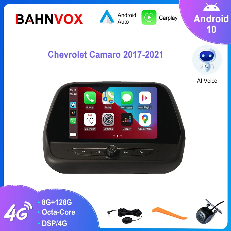 Фото Автомагнитола 8 дюймов Android 10,0 для Chevrolet Camaro 2017-2021, стерео мультимедийный плеер с GPS-навигацией, 4G Carplay, Авторадио 8G + 256G №1