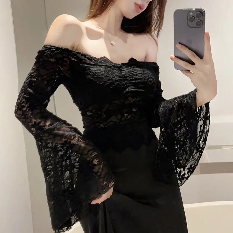 Стиль Pure Desire для ночного клуба, уличная кружевная рубашка для женщин, легкий дофамин, зрелый стиль, облегающий топ с высокой талией для похудения