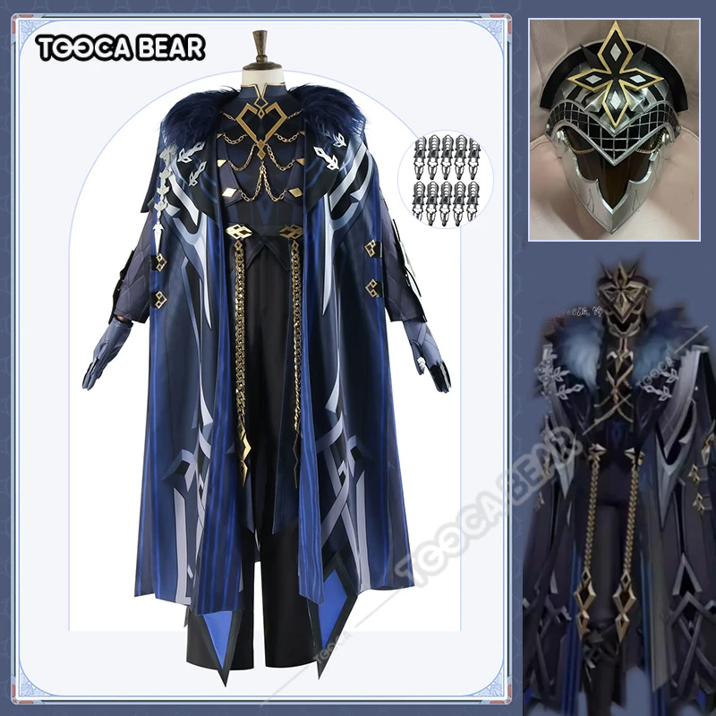 Одиннадцать Fatui Harbingers, капитан коспали, костюм игры Genshin, ударопрочное лицо, защитная накидка, черная Униформа Sumeru