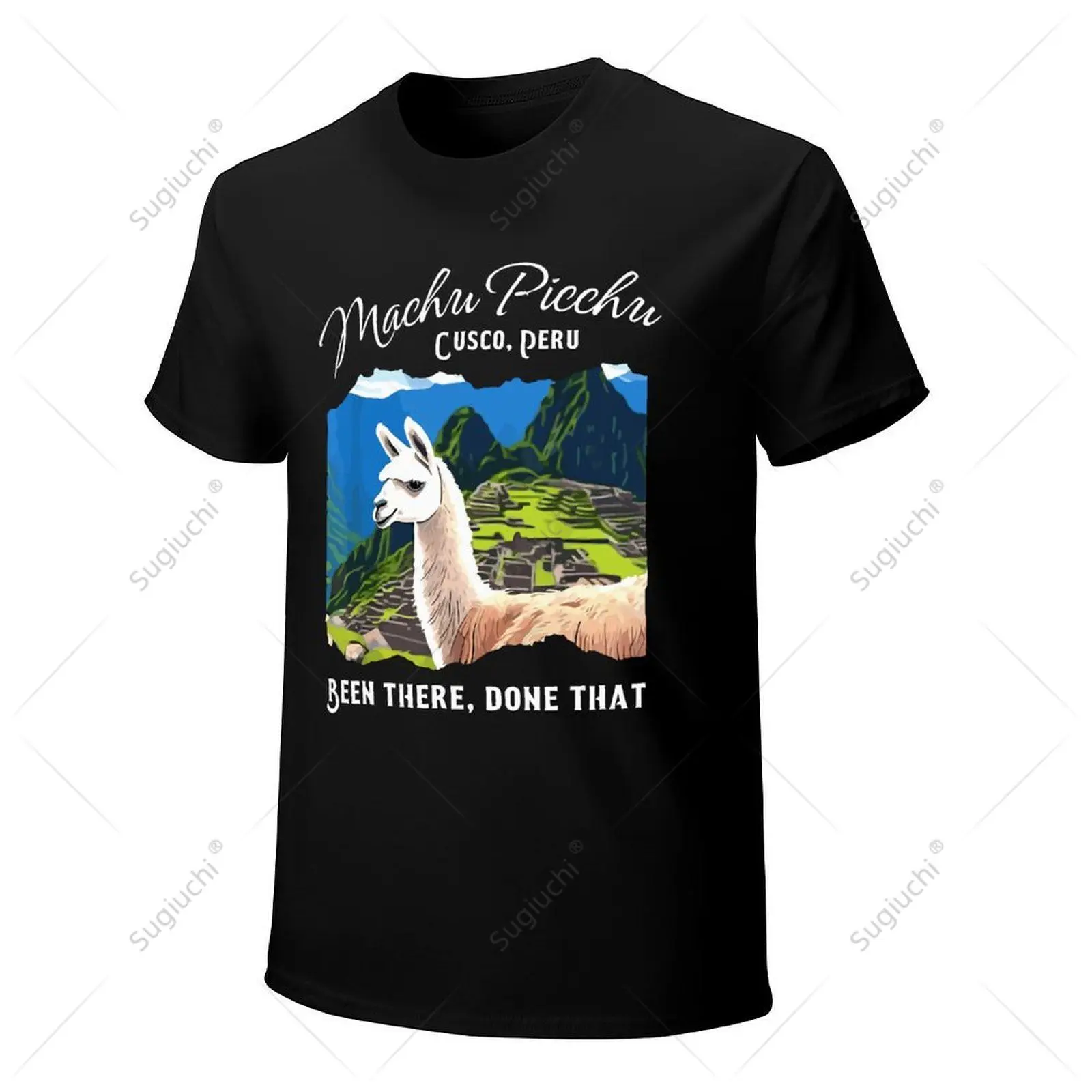 Фото Мужская футболка унисекс Peru Cusco Llama Souvenir Мачу Пикчу, футболки, футболки для женщин и мальчиков, футболка из 100% хлопка №4