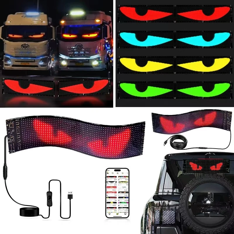 Светодиодная матричная пиксельная панель, USB 5 В, гибкая адресная RGB-узор, граффити, прокрутка текста, анимационный дисплей, автомобильный магазин, приложение Bluetooth