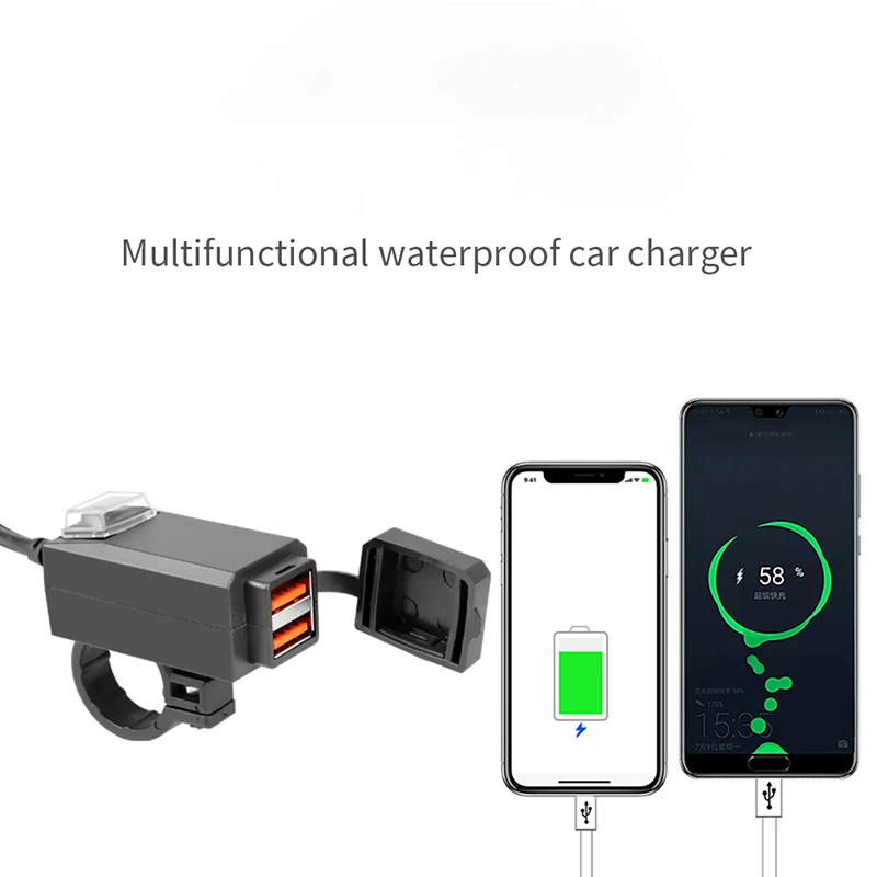 Фото Зарядное устройство для телефона мотоциклетное водонепроницаемое 12 В Quick Charge 3,0 для трассировщика 900 зарядное устройство для рулевого колеса Ktm Lc4 Usb 12 В №3