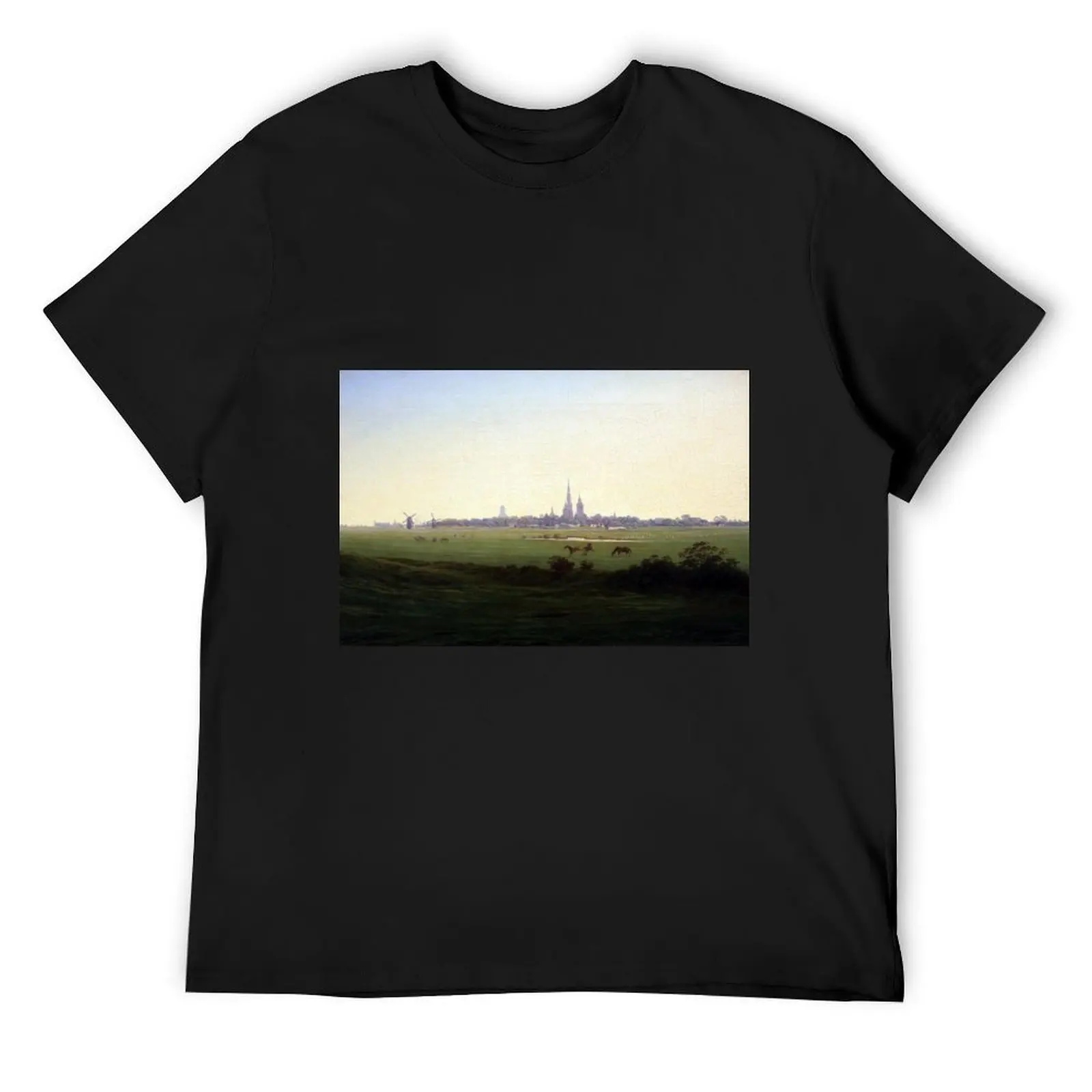 Футболка Caspar David Friedrich Meadows near Greif Swald, одежда в стиле аниме, одежда в стиле хиппи, подарки для парня, мужская футболка с короткими рукавами