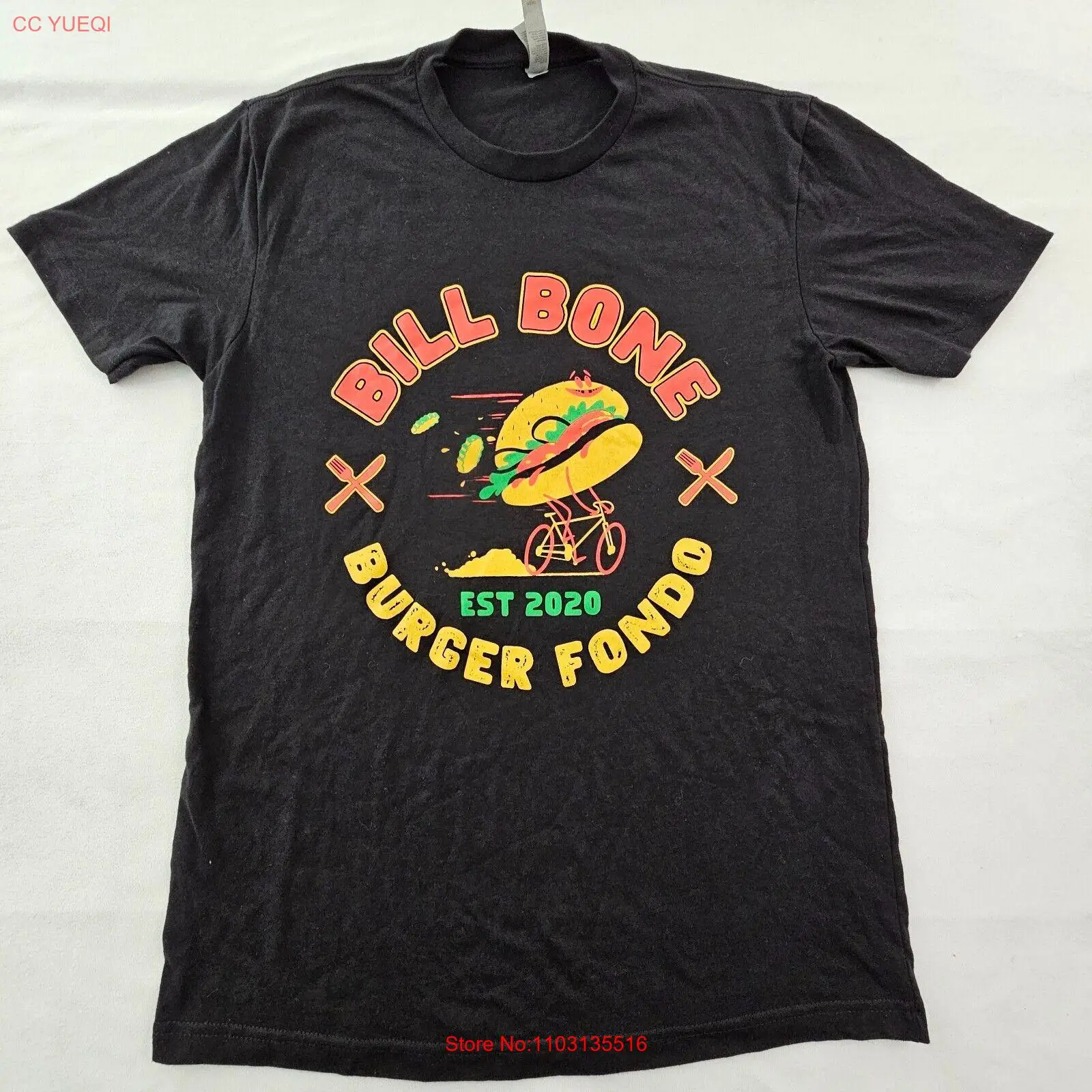 Bill Bone Burger Fondo Черная футболка из смеси хлопка с короткими рукавами, мужская M