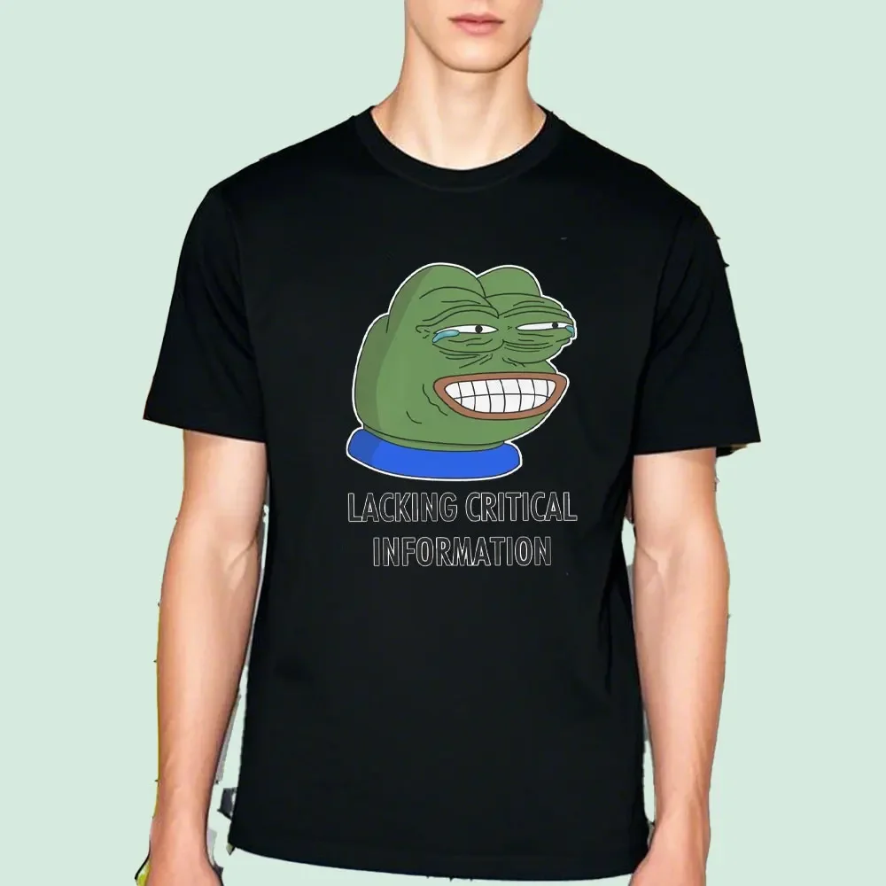 Забавная мужская хлопковая футболка LACKING CRITICAL INFORMATION Pepe Frog Animal Boy футболки Harajuku Y2k хипстерские топы забавная футболка с рисунком