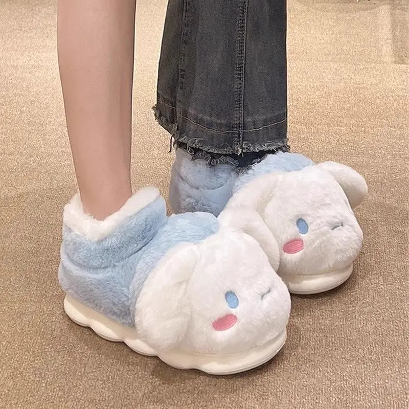 Фото MINISO My Melody Pack и хлопковые тапочки для женщин, зимние домашние домашние тапочки Sanrio, противоскользящие теплые домашние тапочки с толстой подошвой №3