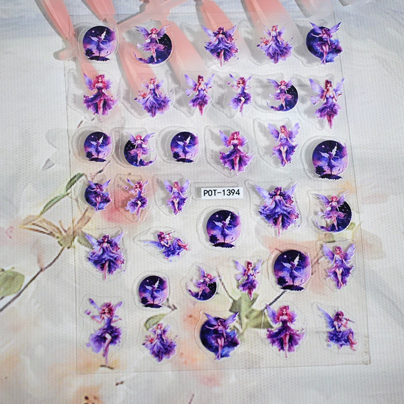 1PCS Cartoon Character Nail Art Stickers Cute Cartoon Characters Butterfly Fairy Moon Mushroom Mermaid Nail Sliders Инструменты для дизайна ногтей