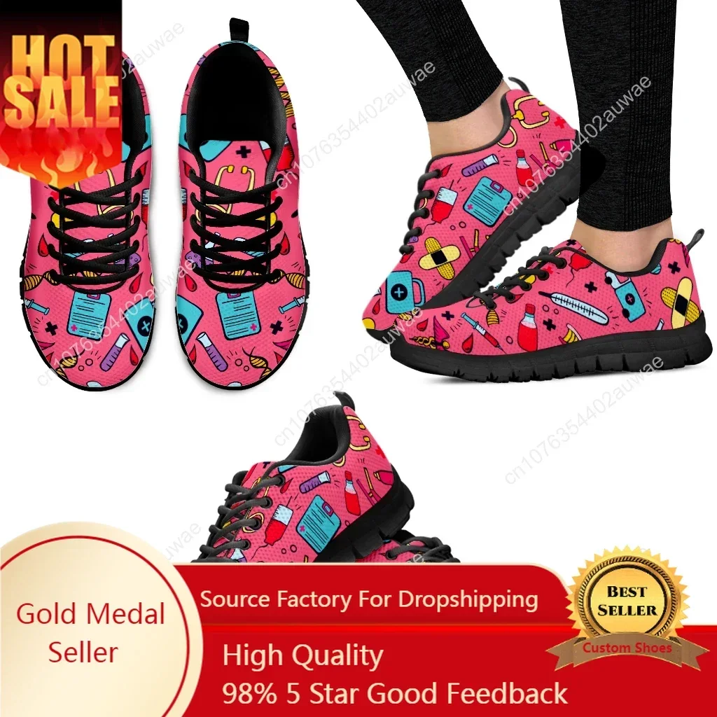 Scarpe davijaastica esterno Bruno con stampa medica di pronto soccorso rosa scuro Scarpe mediche infermiera Scarpe