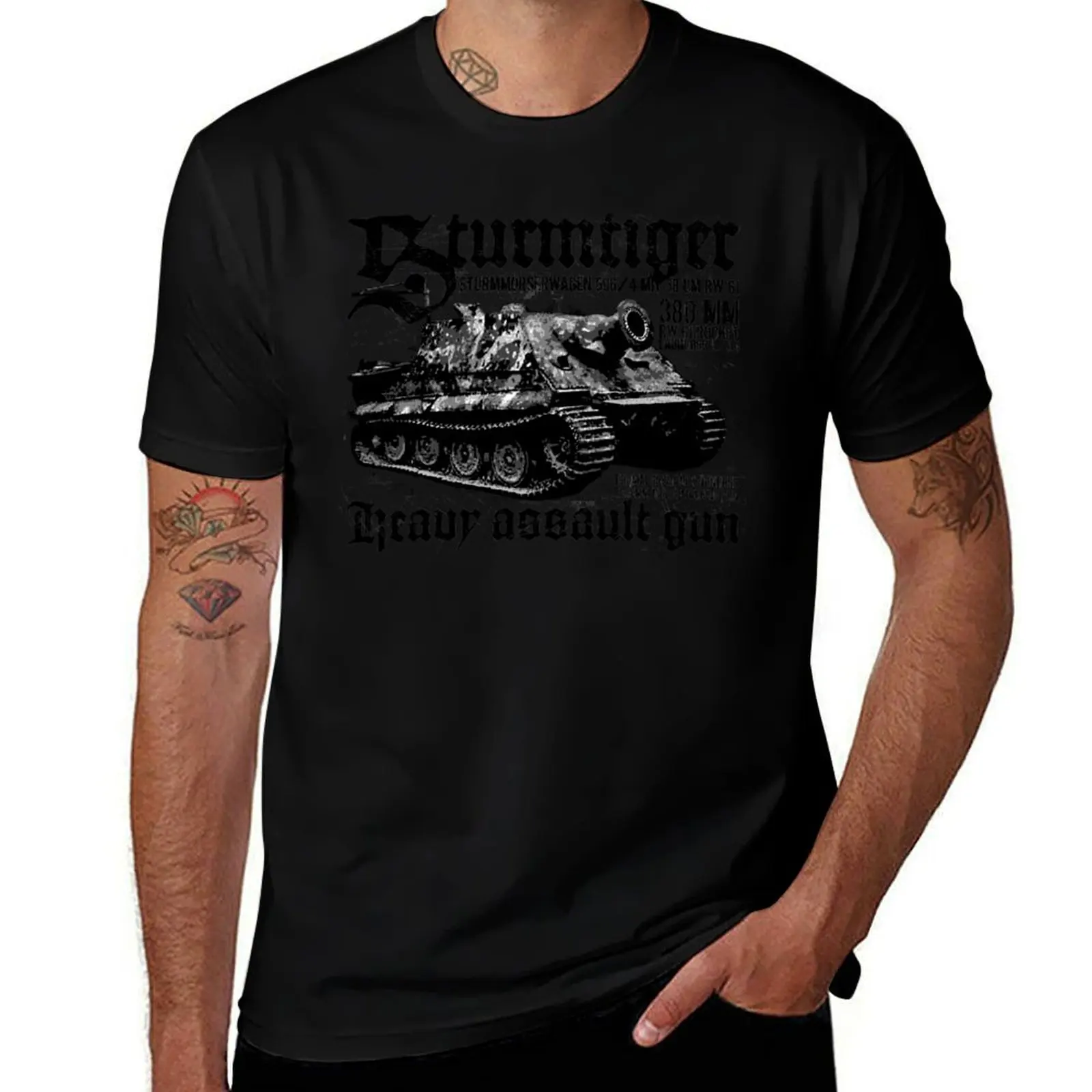 Футболка Sturmtiger больших размеров, летняя одежда, мужская одежда больших размеров большого размера
