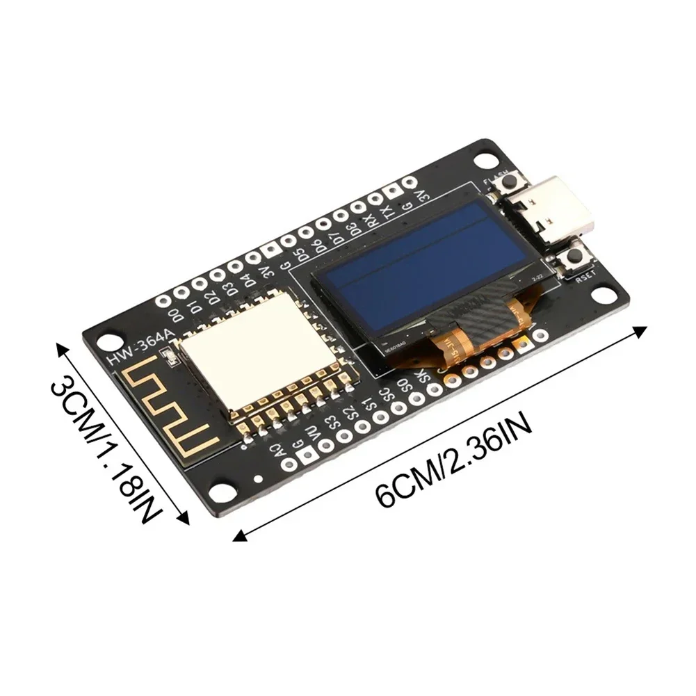Фото Макетная плата NodeMCU ESP-8266 с 0,96-дюймовым OLED-дисплеем, модуль драйвера CH-340 для программирования Arduino IDE/Micropython №5