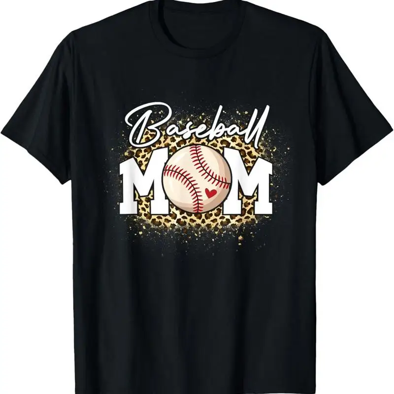 Отбеленная бейсбольная футболка Mom Leopard Lover ко Дню матери S 5XL
