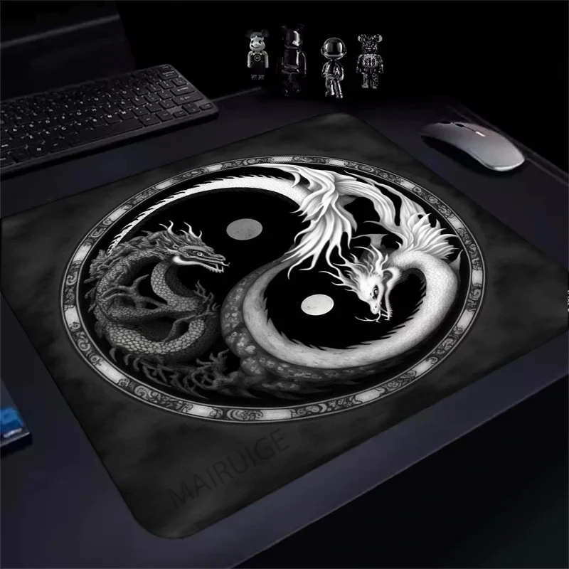 Yin Yang Dragon большой коврик для мыши квадратный компьютерный офисный игровой настольный коврик 40X45 см резиновый противоскользящий коврик для клавиатуры настольные декоративные коврики