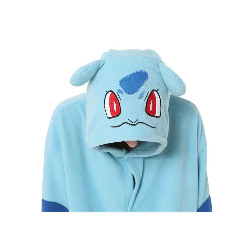 Цельная пижама с капюшоном и рисунком Pokemon Bulbasaur, домашняя одежда для косплея, одежда для сна с длинными рукавами, зимняя домашняя одежда для взрослых, сохраняющая тепло (art.: 3920ca6d79e10) - 3920ca6d79e10