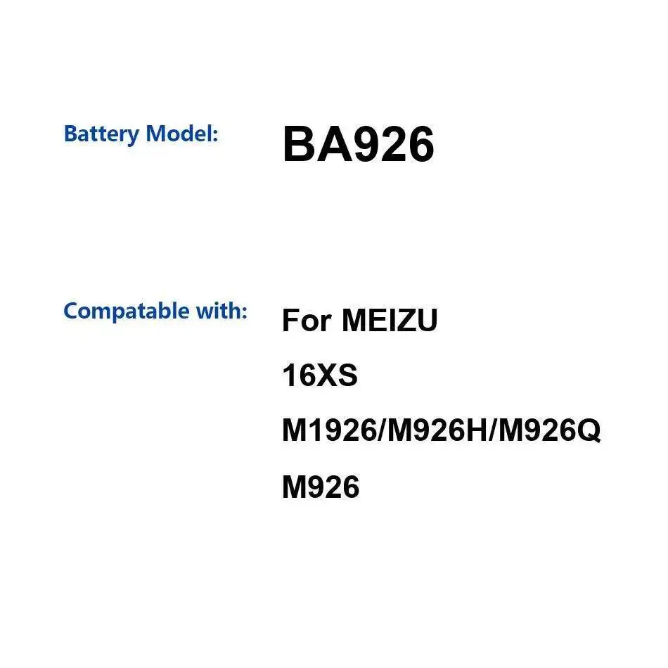 BA926 Аккумулятор мобильного телефона для Meizu 16XS M1926 M926H M926Q M926, легкий, долговечный, 4000 мАч