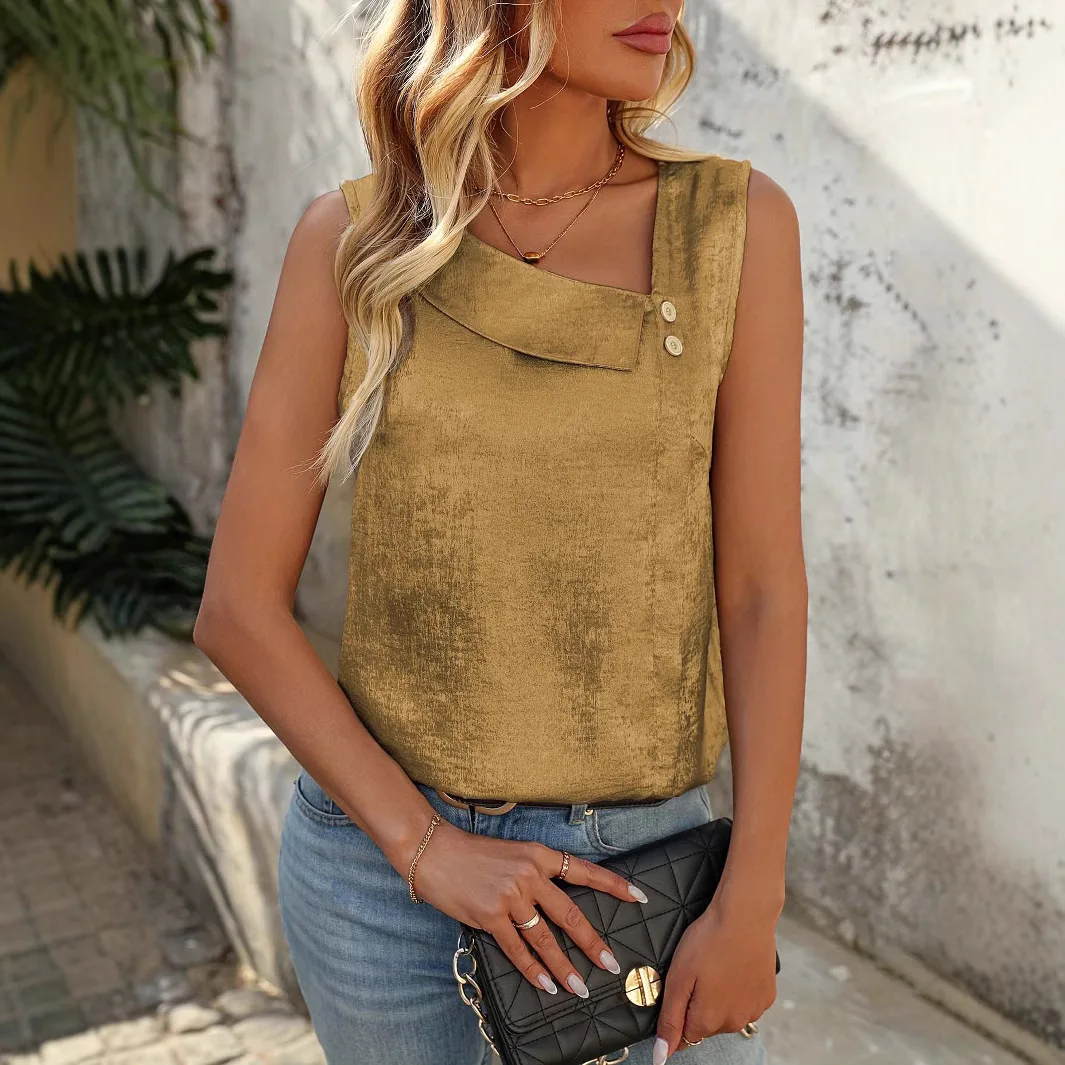 Фото Женские рубашки без рукавов Летняя мода Женские топы Blusa Para Señları Mayores Elegantes Блузка Женская Летняя Блузка Женская №3