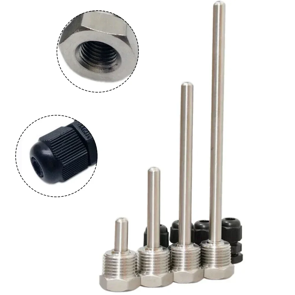 Фото 4 шт. PN40 Thermowell G1/2 резьба для датчика температуры погружная втулка карманная нержавеющая сталь 4 шт. PN40 Thermowell G1/2 резьба №5