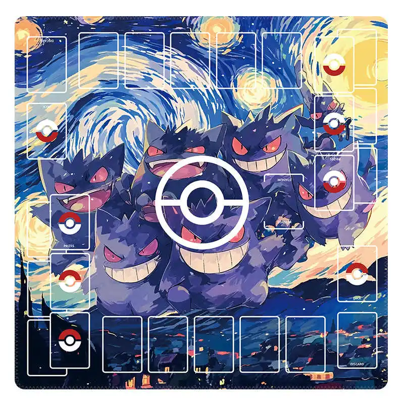 Покемон Аниме Боевая карта Pad Gengar Wigglytuff Мультфильм PTCG Домашняя боевая тарелка Коврик для двойной игроки Yu-Gi-Oh Коврик для хранения Edge Lock Pad