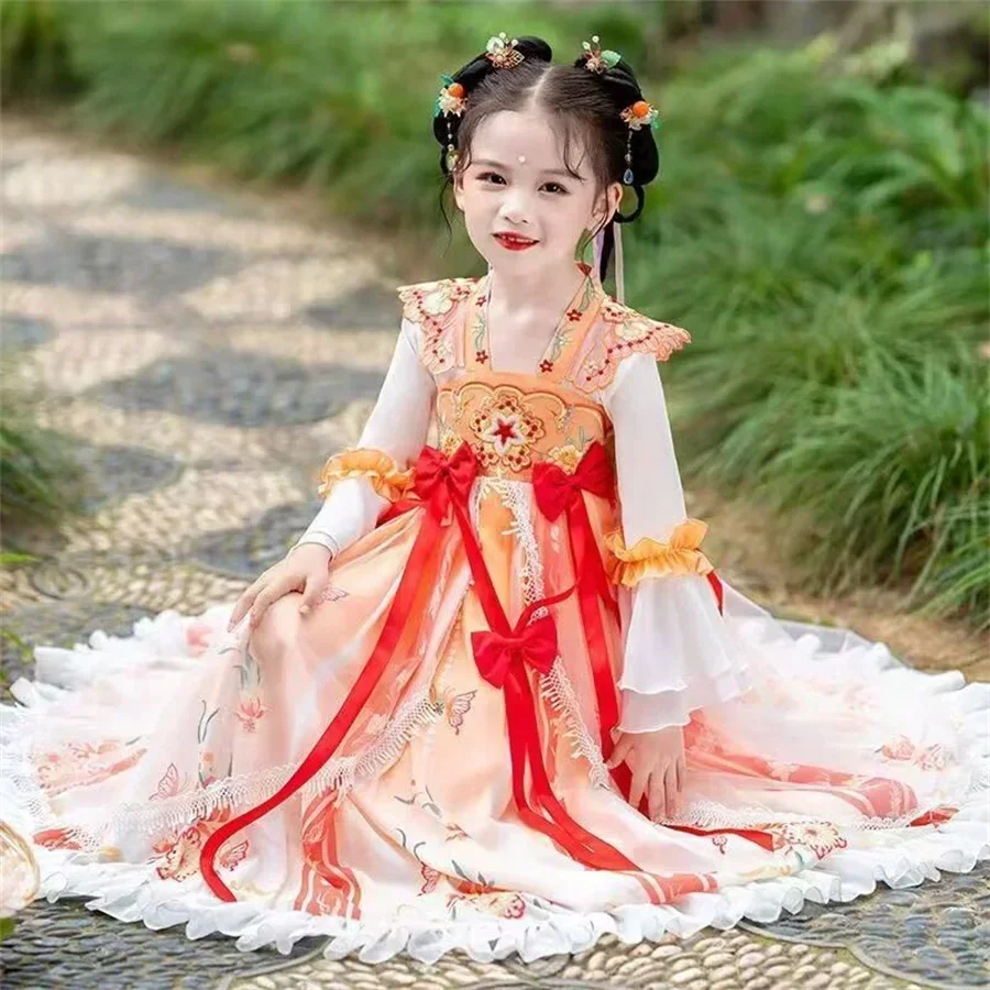 Фото Vestido Hanfu chino para niñas, disfraz de Hada de manga larga para Cosplay, baile de verano №5