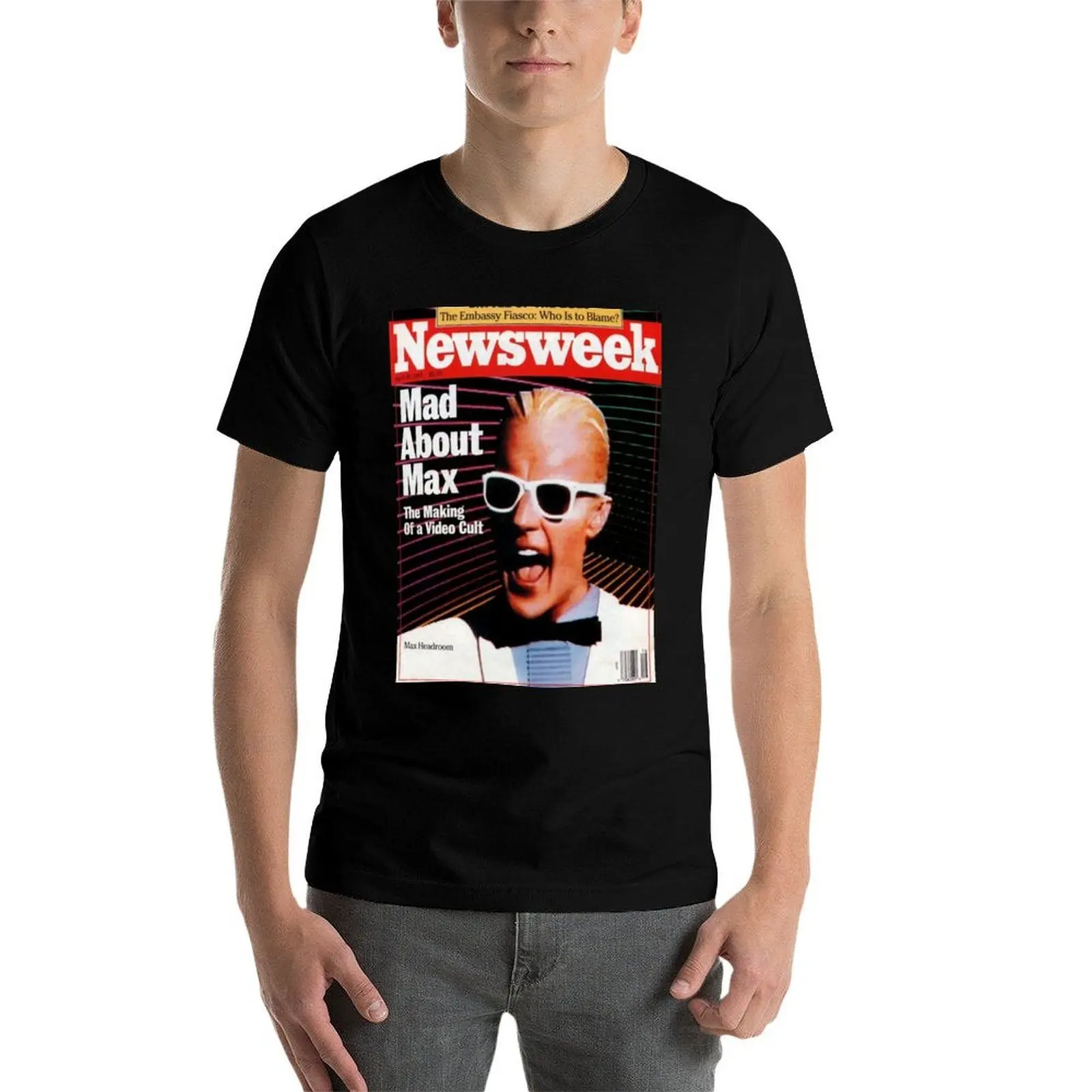 Фото Футболка Max Headroom, мужские футболки с рисунком, мужская футболка, футболка из плотного хлопка №4