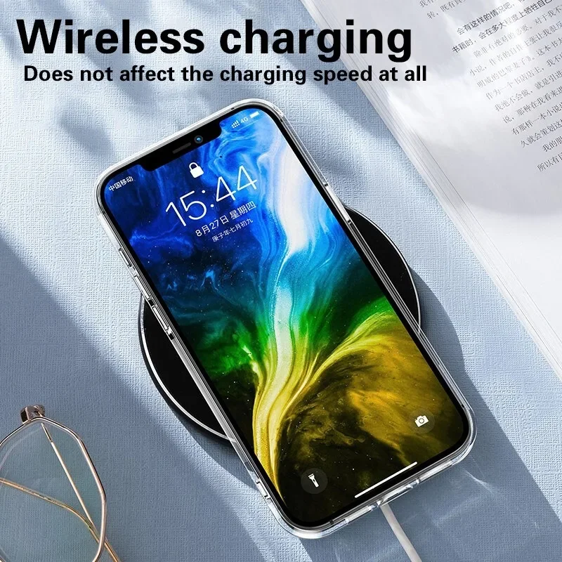 Роскошный ультратонкий мягкий силиконовый чехол из ТПУ для iPhone 17, 16, 15, 11, 12, 13 mini 14 Pro Max X XR 7 8 Plus, прозрачный чехол на заднюю панель (art.: 3920d03d587a3) - 3920d03d587a3