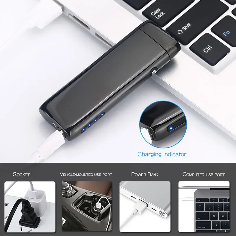 Фото Мини-хрестовая USB-зажигалка с двойной дугой, сенсорная портативная уличная ветрозащитная плазменная импульсная беспламенная металлическая зажигалка для мужчин и женщин, подарок №5