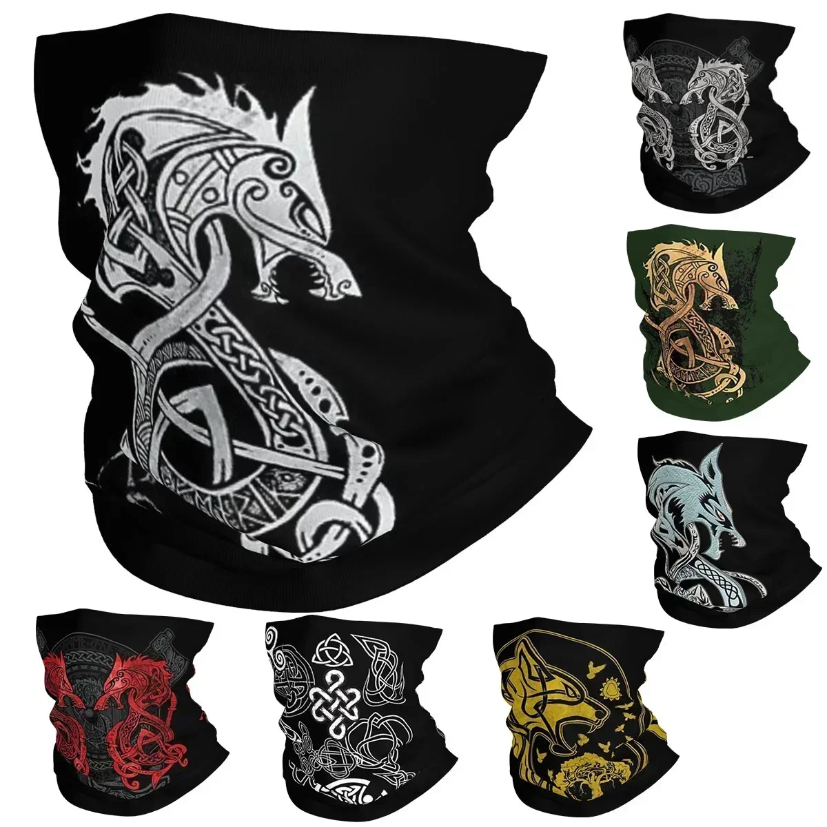 Viking Loki Son Fenrir Бандана на шею с принтом Волк норвежского лица Шарф Головной убор для верховой езды для мужчин, женщин, взрослых, моющийся