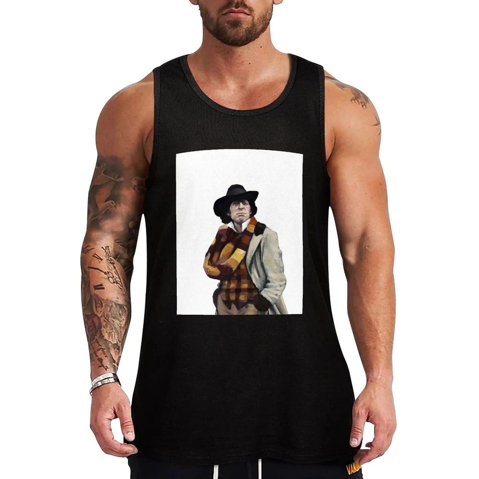 The 4th Dr Who: Tom Baker Tank Top Футболка для спортзала для мужчин Футболка спортивная