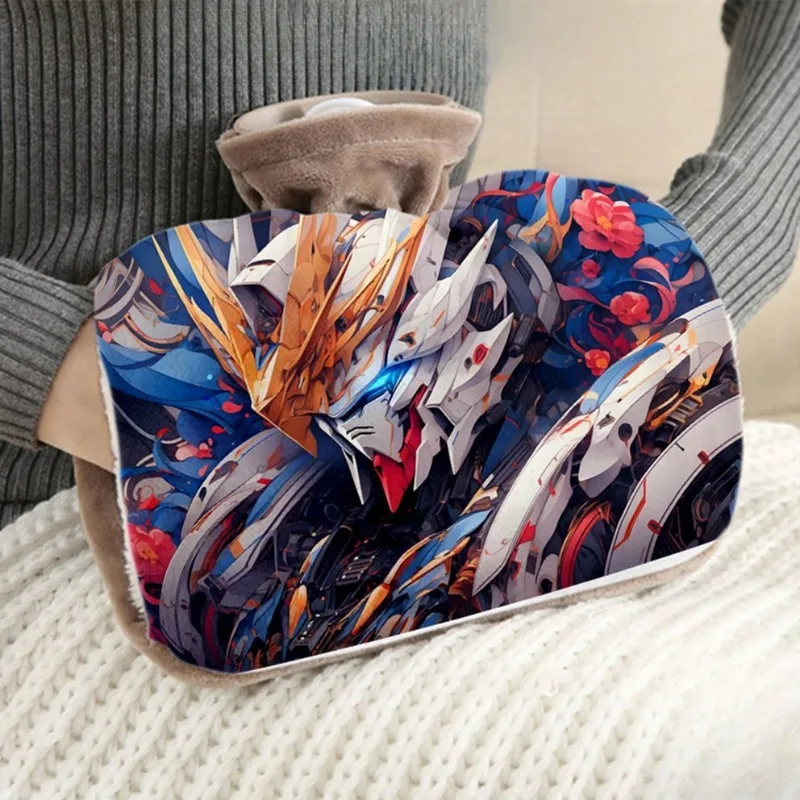 Мобильный костюм, бутылка с горячей водой Gundam Mecha, плюшевая грелка с впрыском воды, мультяшная аниме-наполненная водой грелка для рук, подарок