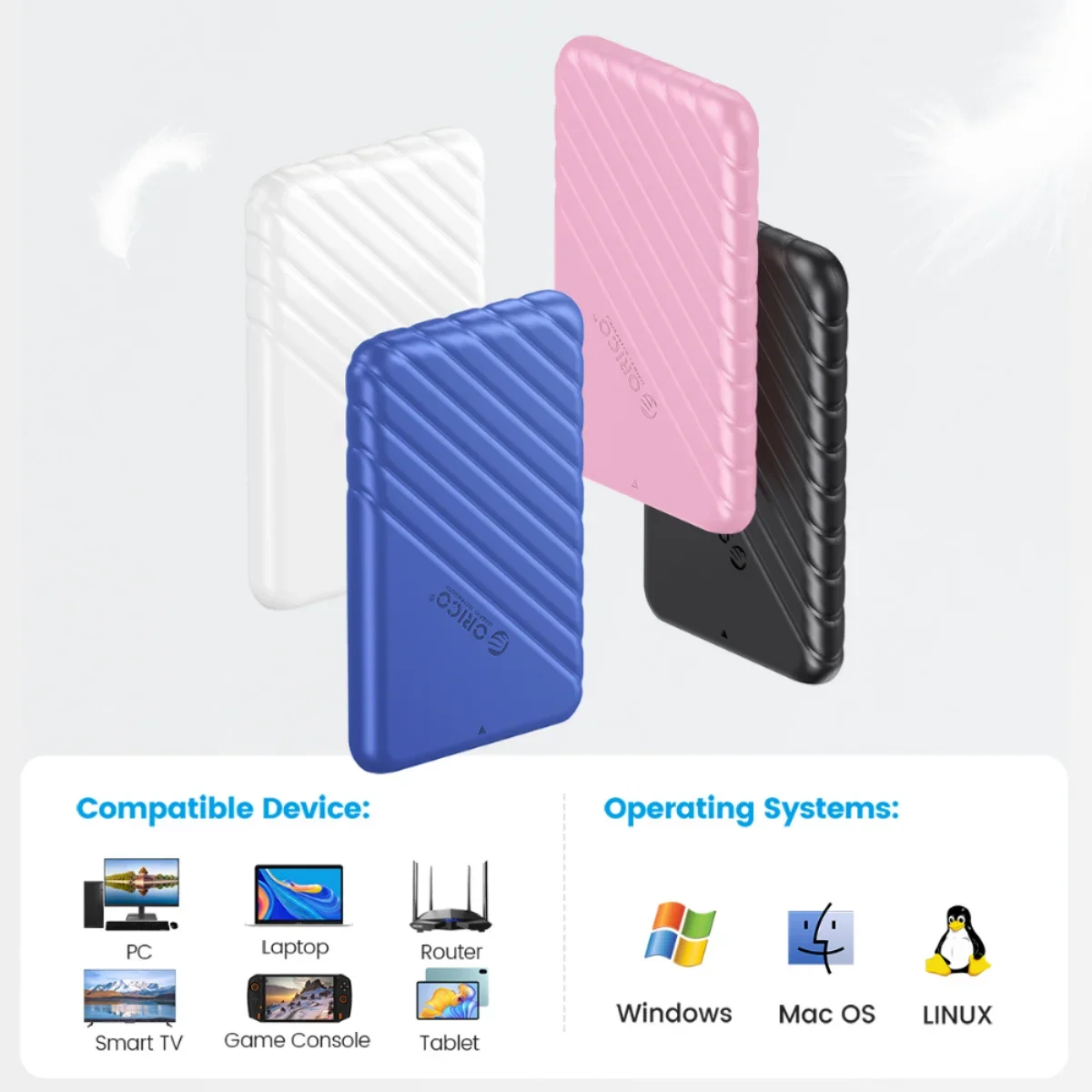 Фото Корпус ORICO для жесткого диска 2,5 дюйма Корпус для жесткого диска SATA-USB 3.0 Адаптер Чехол для жесткого диска 5 Гбит/с Высокоскоростная поддержка UASP Грузоподъемность 6 ТБ №4
