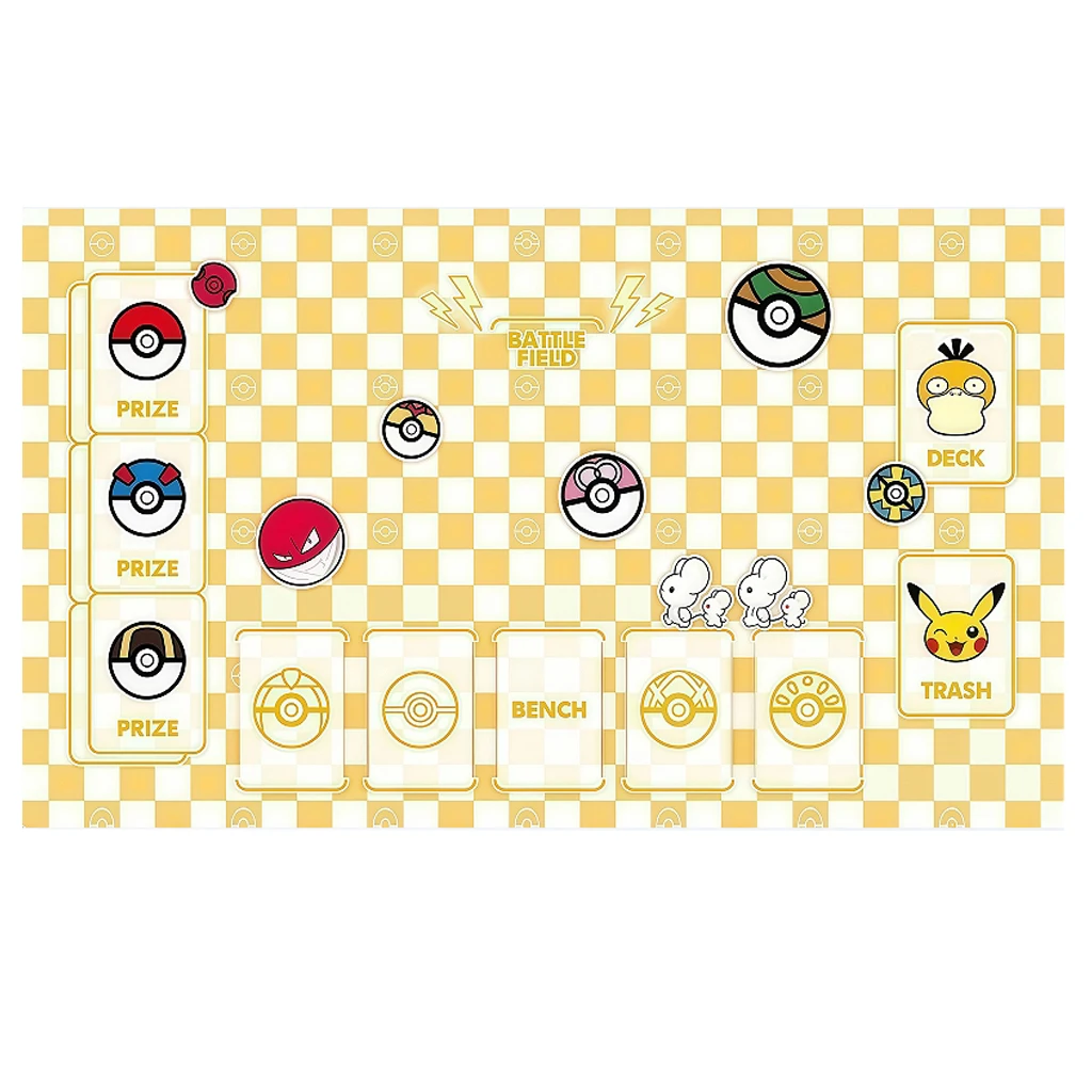 600x350x2 мм Diy Psyduck Pikachu резиновый игровой коврик самодельный боевой коврик Pokemon Maushold анимационный PTCG противоскользящий коврик для карт