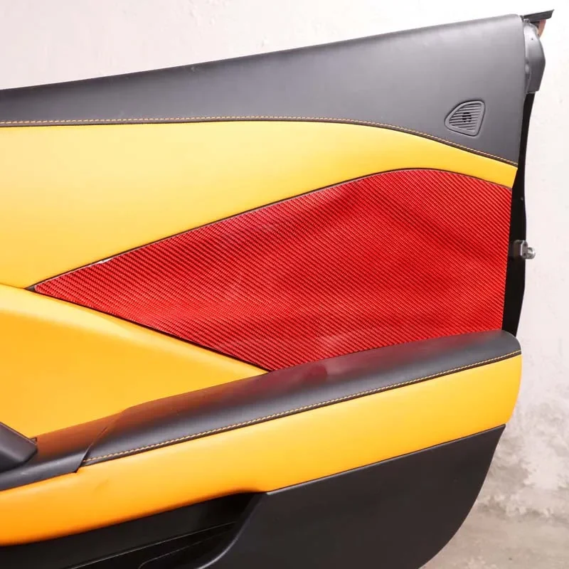Для Chevrolet Corvette C7 2014-19 годов, мягкое углеродное волокно, Стайлинг автомобиля, наклейка на дверную панель автомобиля, аксессуары для защиты салона автомобиля