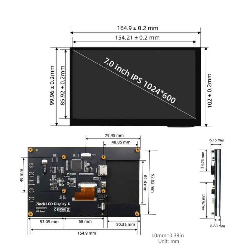 R53C 10.1inch Touchable Screen Monitor для 5 3B+ 4B Development Poard HDTV -дисплей (art.: 3920d094eb8eb) - 3920d094eb8eb