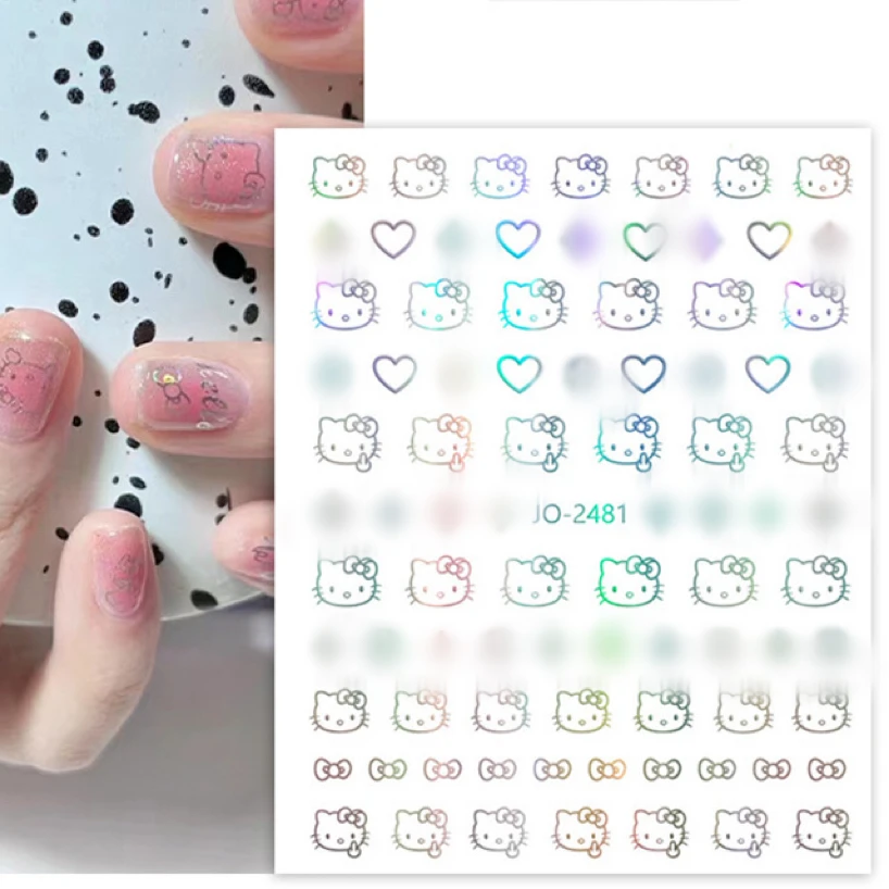 Фото Оптовая продажа, 10 шт./лот, 3D наклейки для дизайна ногтей Hello Kitty, наклейки для ногтей, Hello Kitty, дизайн ногтей, японский дизайн, сделай сам, счастливые аксессуары №3