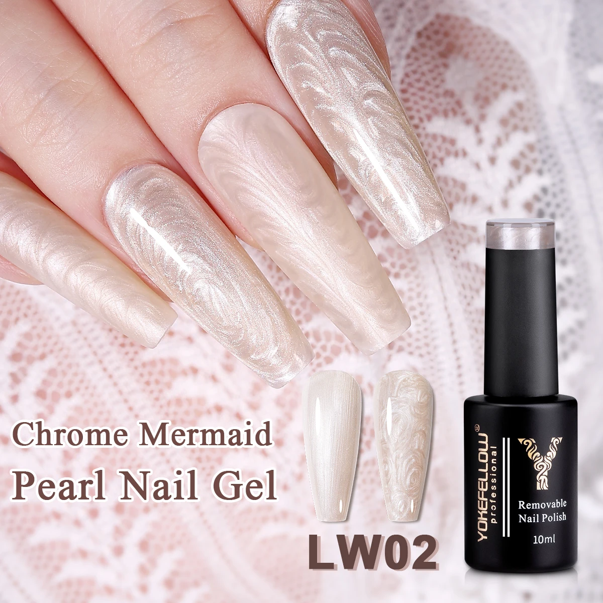 YOKEFELLOW 10ML Neon White Pearl Shell Thread Nail Gel Polish Long Lasting Pink Purple Salon Gel Nail Art DIY Solid Gel Polish