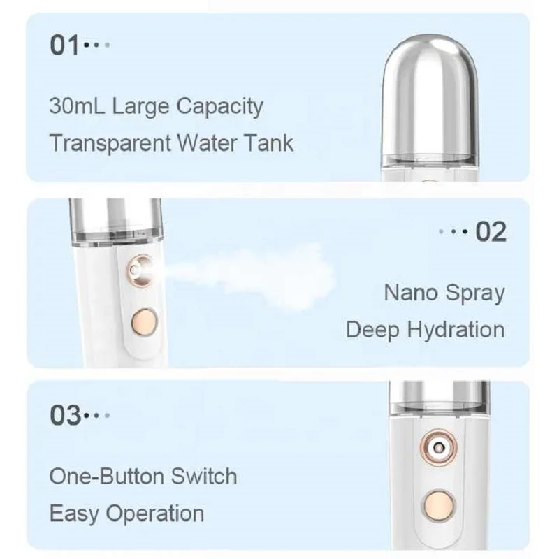 Фото Мини-аппарат для паровой бани лица, с зарядкой от USB №4
