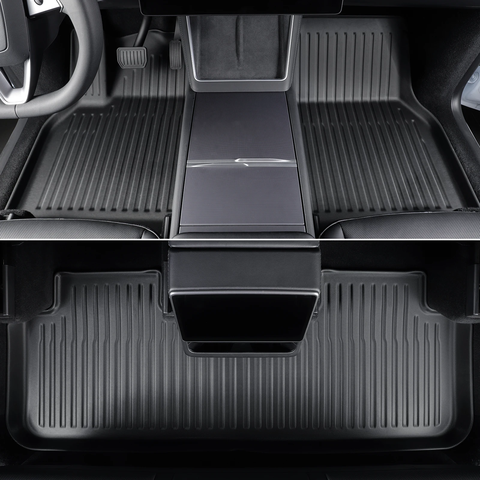 Фото Для нового Tesla Model Y 5seats Launch 2025+ Juniper Автомобильный коврик для ног из ТПЭ, напольные коврики с защитным чехлом на порог, черный №2