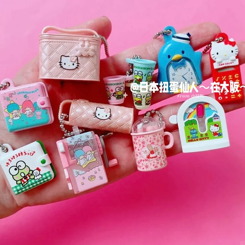 Фото Bandai Gashapon Sanrio Hello Kitty & Friends, мини-фигурка, брелок-шпилька, подвеска в стиле ретро Kawaii Series 2, модная слепая коробка, игрушки, милые подарки №4