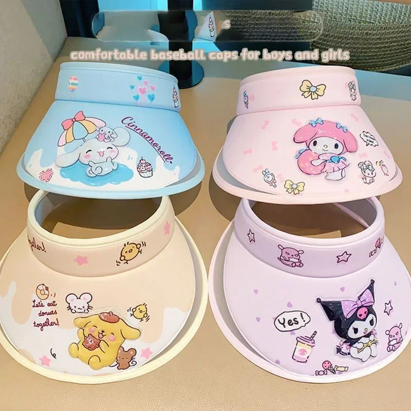 Фото Кавайная аниме Sanrio Kuromi Cinnamoroll детская Солнцезащитная шапка Милая мультяшная My Melody Pompompurin анти-УФ Солнцезащитная шапка детские подарки №2