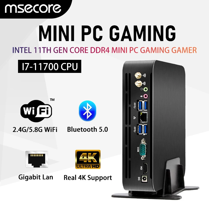 MSECORE Intel 11-го поколения Core i7 11700 DDR4 Мини ПК Windows 11 настольный компьютер игровой ПК Linux неттоп HTPC HDMI WiFi Bluetooth 4K