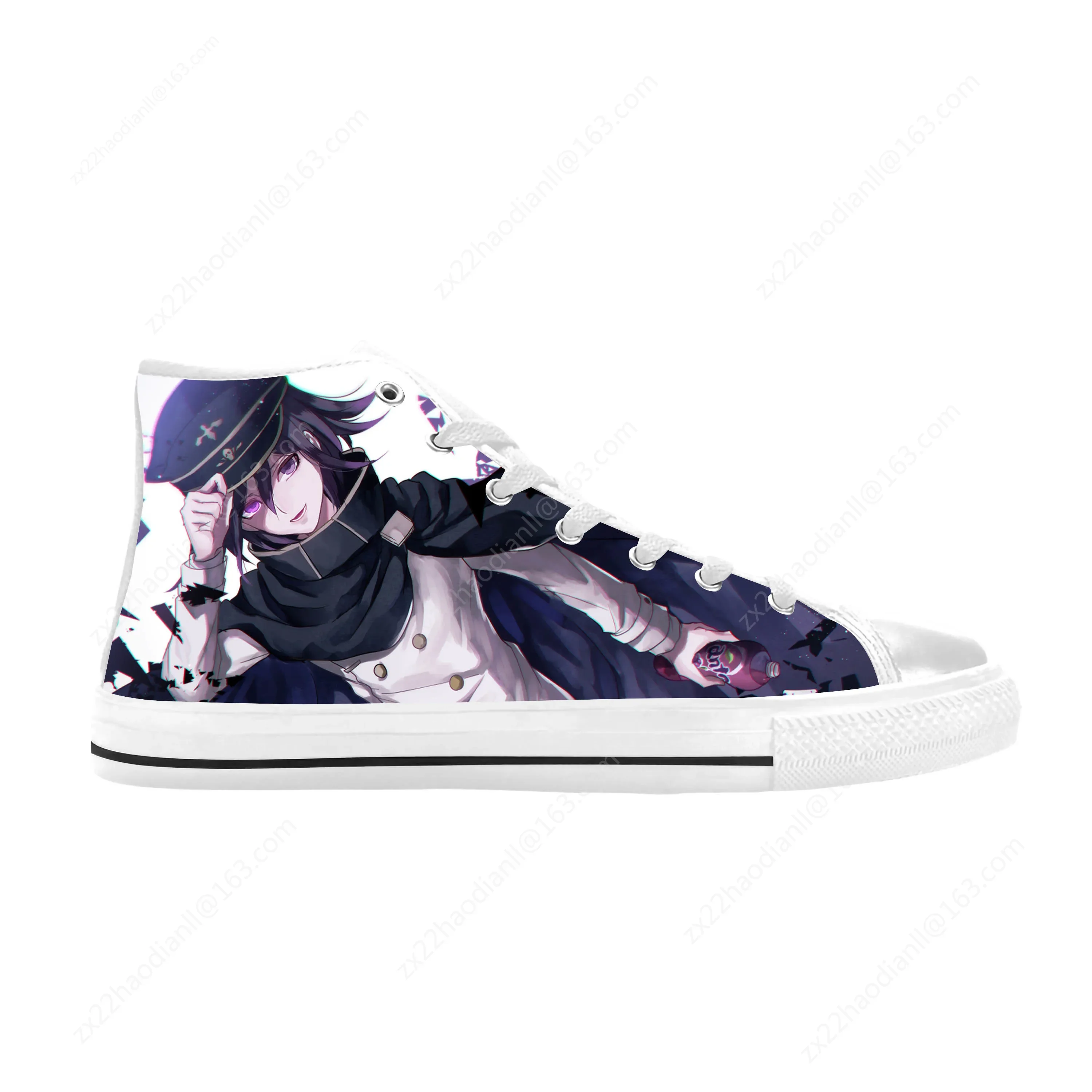 Фото Повседневная тканевая обувь с рисунком аниме Danganronpa Kokichi Oma Ouma, удобные дышащие мужские и женские кроссовки с 3D принтом в стиле аниме №4