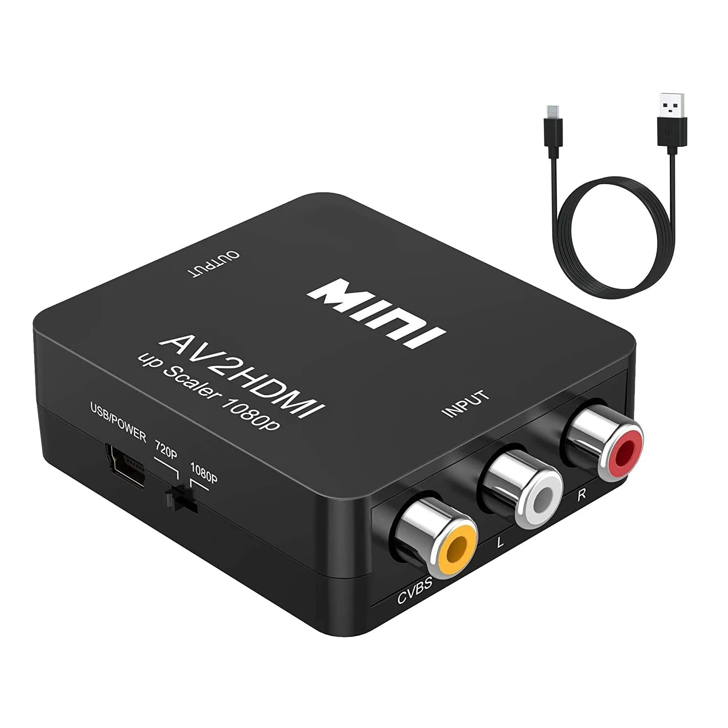Преобразователь RCA в HDMI,AV в HDMI, 1080P Мини RCA CVBS видео аудио преобразователь адаптер PAL/NTSC для ТВ/ПК/PS3/ STB/ VHS