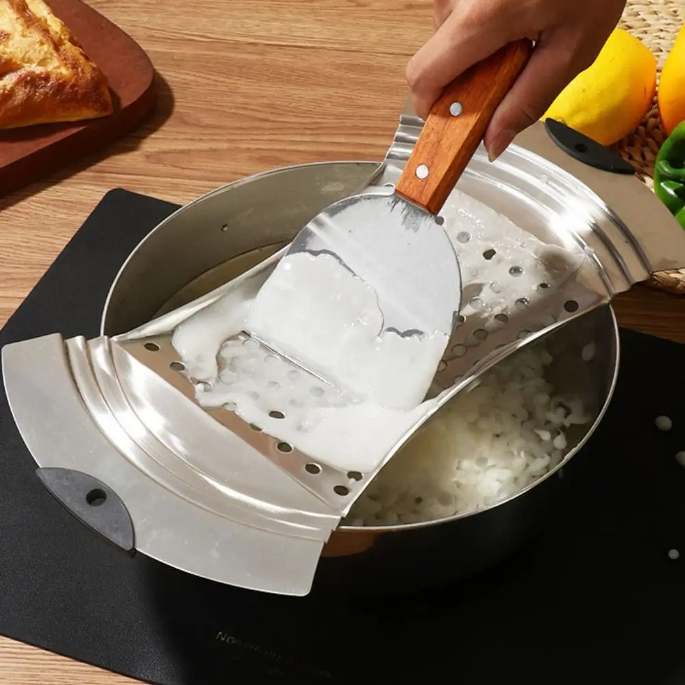 Фото Силиконовая ручка Spaetzle Maker с лопатой из нержавеющей стали, немецкая машина для приготовления яичной лапши, большой размер, утолщенный масляный фильтр, жареные продукты №3