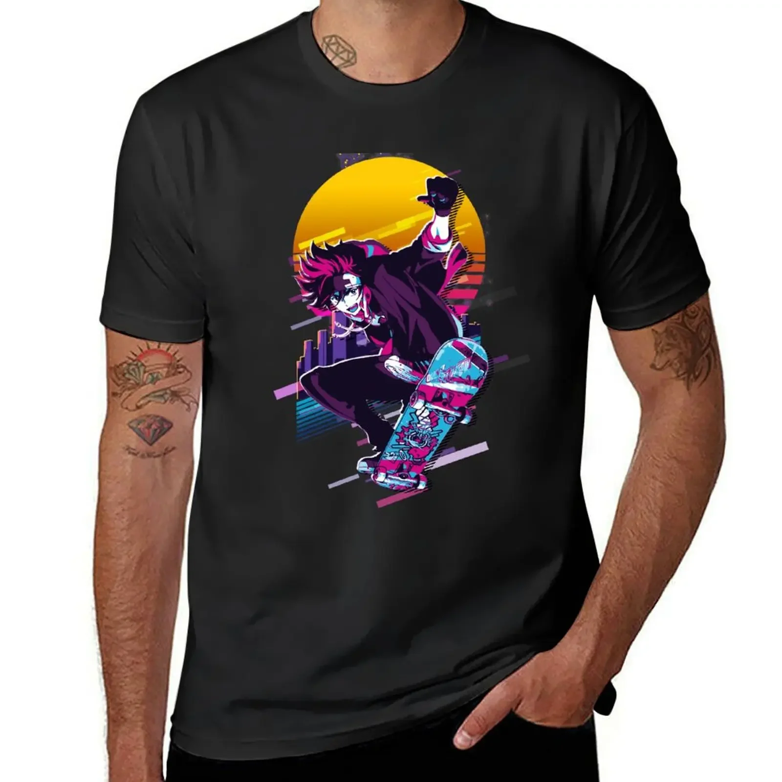 Футболка с графическим рисунком в стиле ретро SK8 the Infinity - Reki * 80s, летние топы, эстетическая одежда, мужская одежда