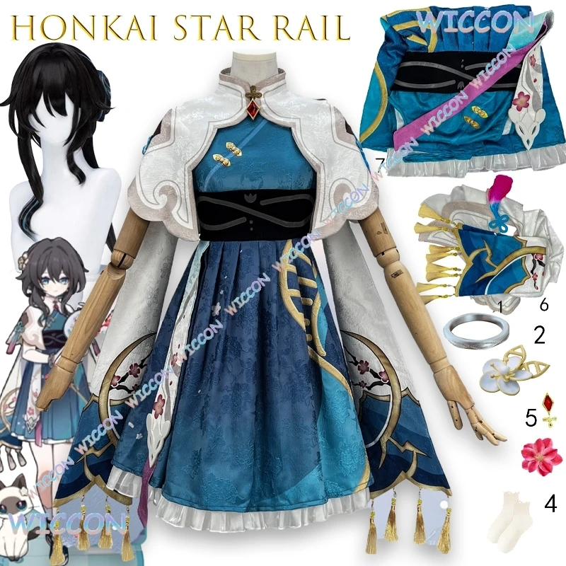 Игровой персонаж Honkai Star Rail Ruan Mei Cat Girl, плюшевые уши, хвост, регулируемый костюм для косплея, кружевная повязка на голову, комплект kawayii Halloween