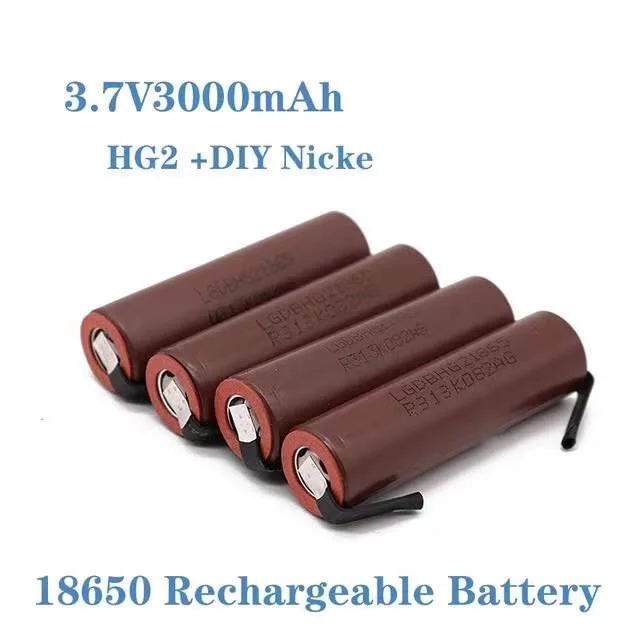 Аккумулятор для отверток LG HG2, 3000 мАч, 3,6 В, 18650, с припаянными полосками
