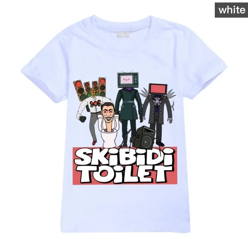Фото Skibidi Туалет Мужская модная летняя футболка Skibidi Туалет ТВ Фильм Серия динамиков Футболка Черная базовая футболка Уличная футболка для мальчиков №2
