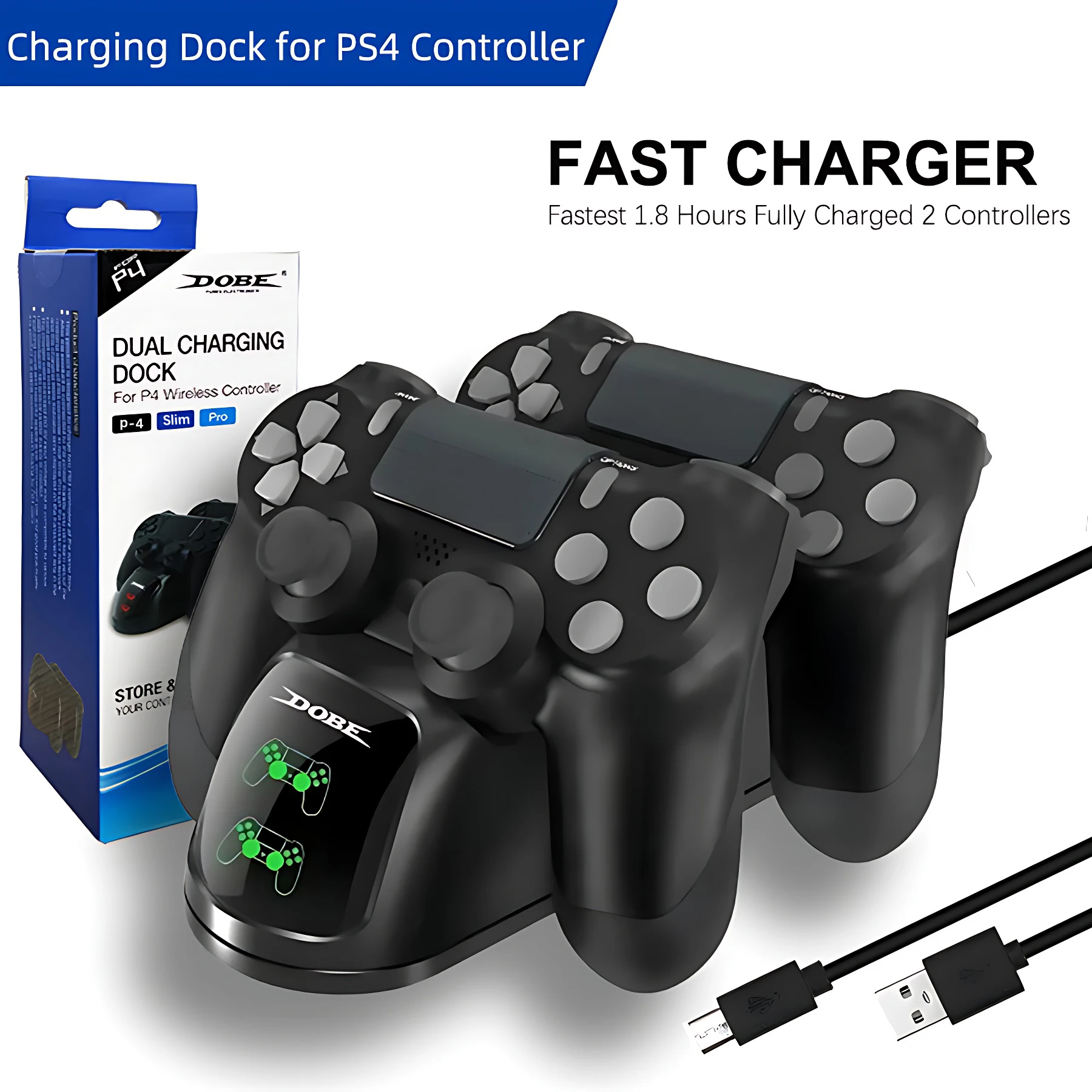 Док-станция для зарядного устройства контроллера PS4 для Playstation 4 Slim Pro, зарядная док-станция с ручкой и индикатором, зарядное устройство для игрового планшета