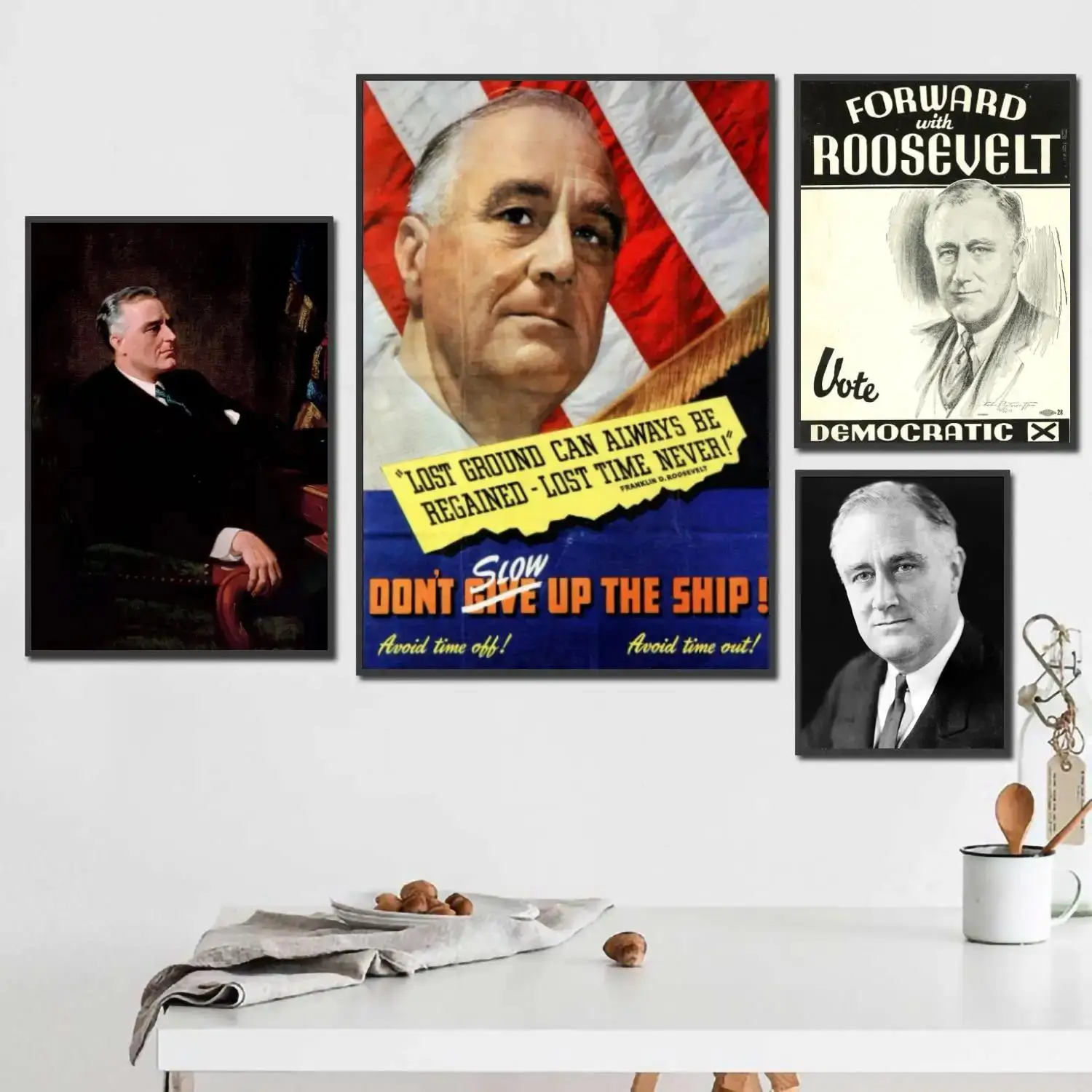 FDR x холст настенный художественный ВИНТАЖНЫЙ ПЛАКАТ для комнаты Бар Кафе Декоративный принт Франклина Рузвельта