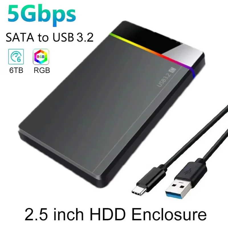 Корпус для жесткого диска 2,5 дюйма, SATA-USB 3,2, внешний мобильный жесткий диск, чехол для портативного ПК, скорость 5 Гбит/с, чехол для хранения жесткого диска SATA SSD
