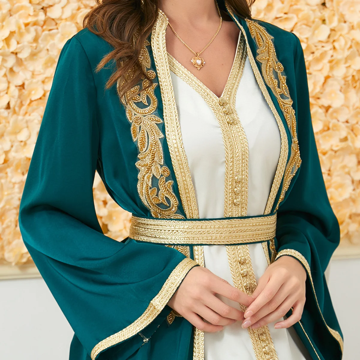 Фото Платье-Кафтан Abaya для свадьбы, новинка, Женская Одежда для танцев Musim, Осень-зима, платье из двух частей с длинным рукавом, женская одежда №2